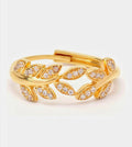 Everlast 925 Sterling Silver Adjustable Zircon Leaf Ring for Women & Girls