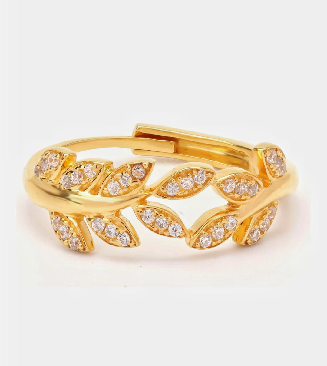 Everlast 925 Sterling Silver Adjustable Zircon Leaf Ring for Women & Girls