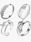 Everlast Delicate Hug Adjustable Silver Rings – Set of 4