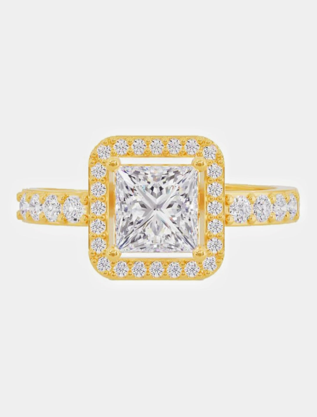 Everlast 925 Sterling Silver 14K Gold / Rose Gold Plated Radiant Square Halo Ring