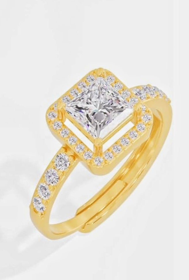 Everlast 925 Sterling Silver 14K Gold / Rose Gold Plated Radiant Square Halo Ring