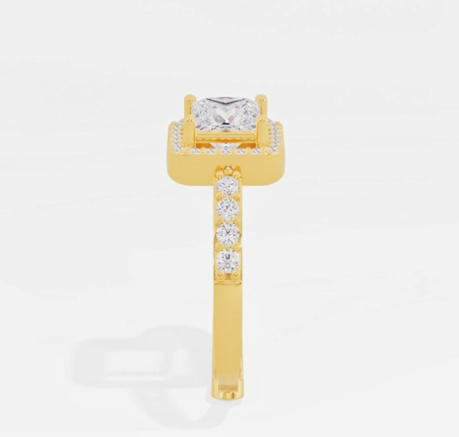 Everlast 925 Sterling Silver 14K Gold / Rose Gold Plated Radiant Square Halo Ring