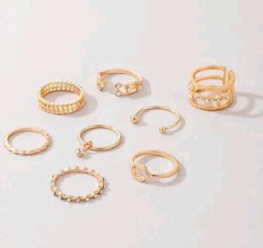 Stunning Gold Plated Adjustable Ring Combo