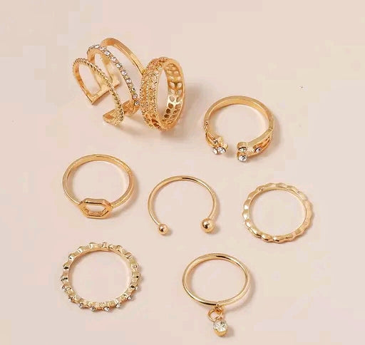 Stunning Gold Plated Adjustable Ring Combo