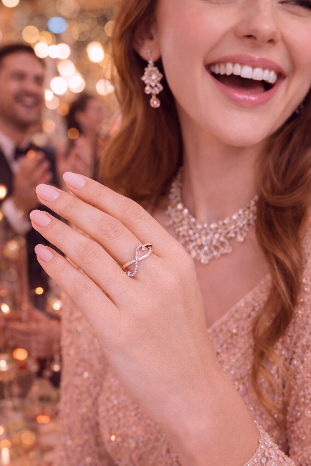 Everlast Rose Gold Plated Infinity Love Adjustable Ring