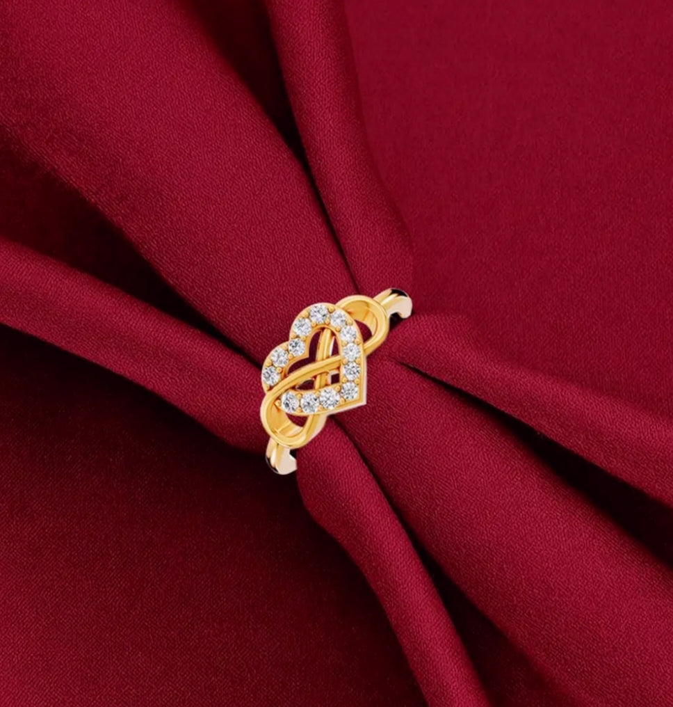 Everlas 925 Sterling Silver infinity heart shape CZ Ring