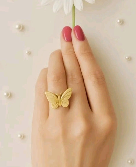 Gen Z 18K Gold Plated Butterfly Adjustable Ring