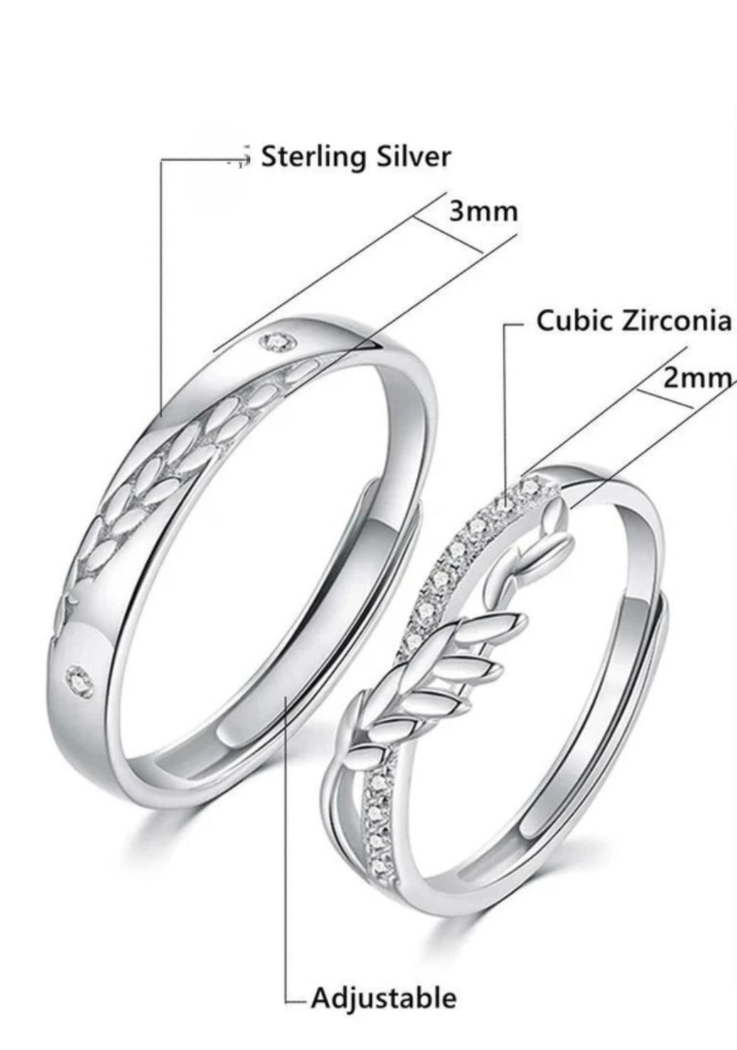 Alvoro – Rhodium Adjustable Couple Ring Set