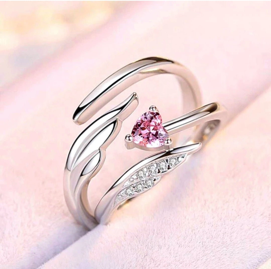 Belora – Floral Sterling Silver Adjustable Couple Ring Set