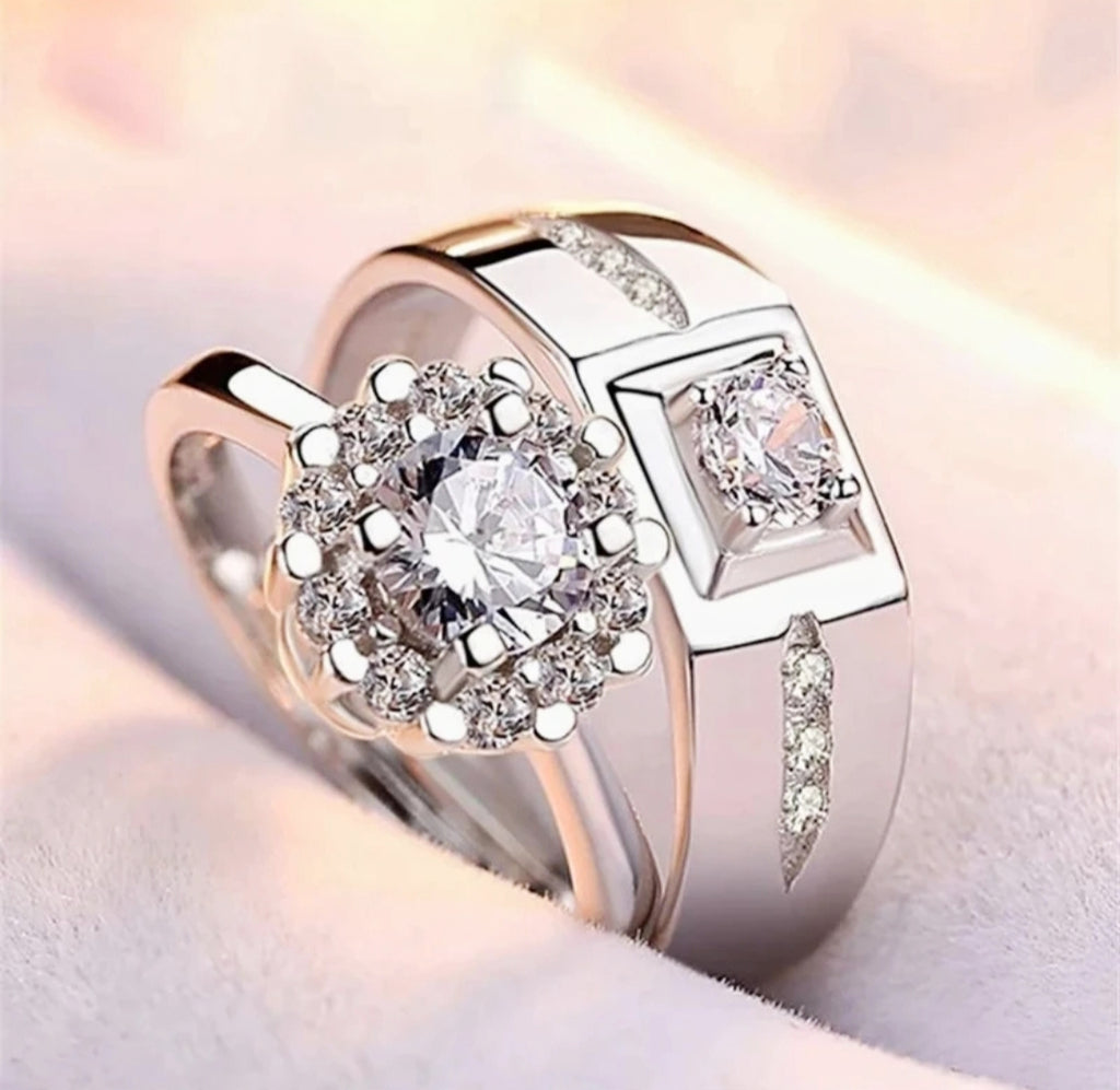 Veyra – Rhodium Adjustable Couple Ring Set