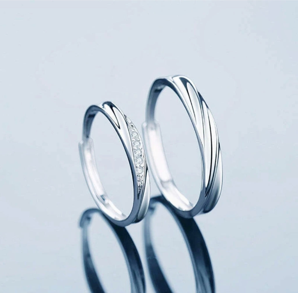 Serique – Platinum Adjustable Couple Ring Set
