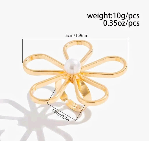 Geometrical Flower Statement Korean Ring