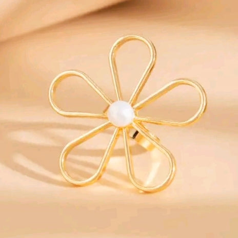 Geometrical Flower Statement Korean Ring