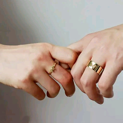 Golden Butterfly Couple Wrap Rings