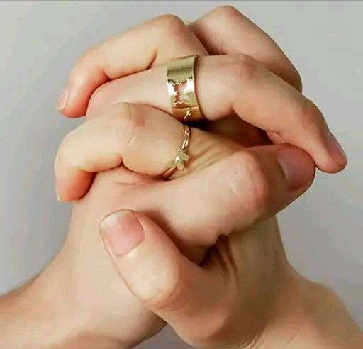 Golden Butterfly Couple Wrap Rings