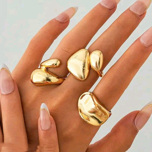 3-Piece Gold Plated Anti-Tarnish Ring Set
