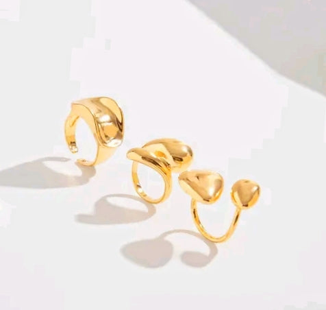 3-Piece Gold Plated Anti-Tarnish Ring Set