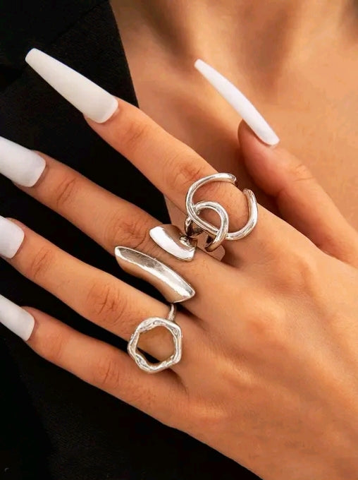 3-Piece Silver Plated Ring Set