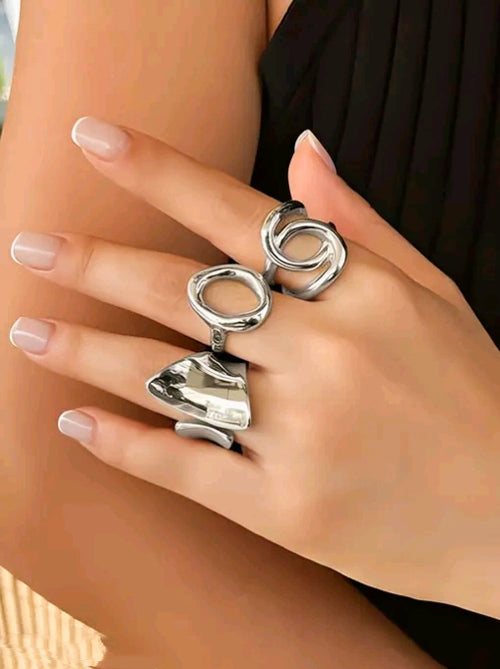 3-Piece Silver Plated Ring Set
