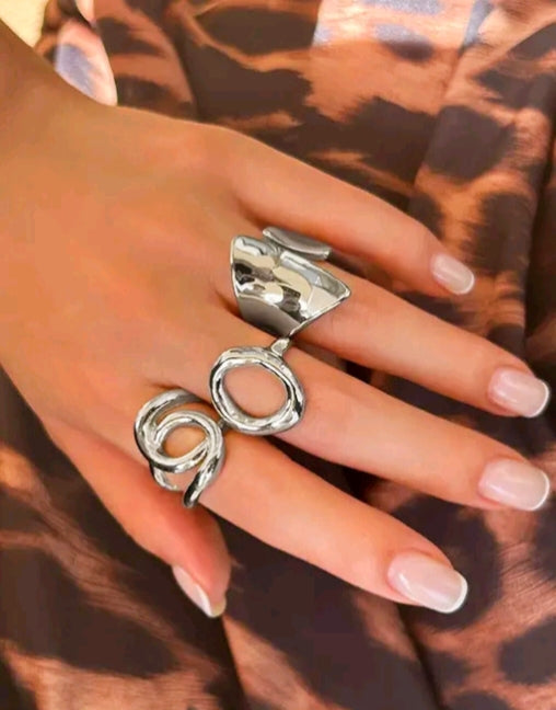 3-Piece Silver Plated Ring Set