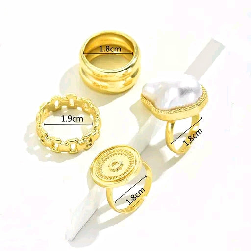 4-Piece Gold Plated Anti-Tarnish Ring Set