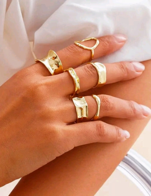 6-Piece Gold Plated Anti-Tarnish Ring Set