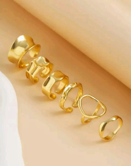 6-Piece Gold Plated Anti-Tarnish Ring Set