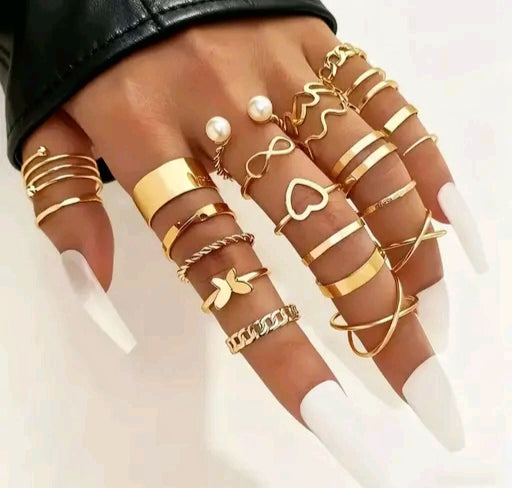 22-Piece Gold Plated Stackable Ring Set