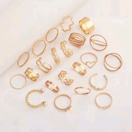 22-Piece Gold Plated Stackable Ring Set