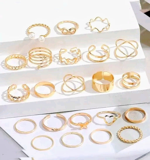 22-Piece Gold Plated Stackable Ring Set