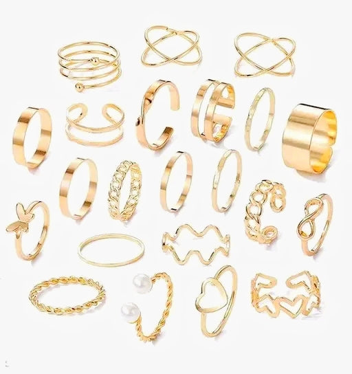 22-Piece Gold Plated Stackable Ring Set