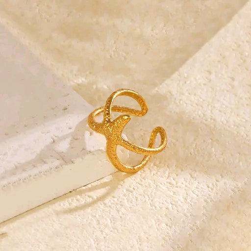 Golden Tidal Starfish Ring