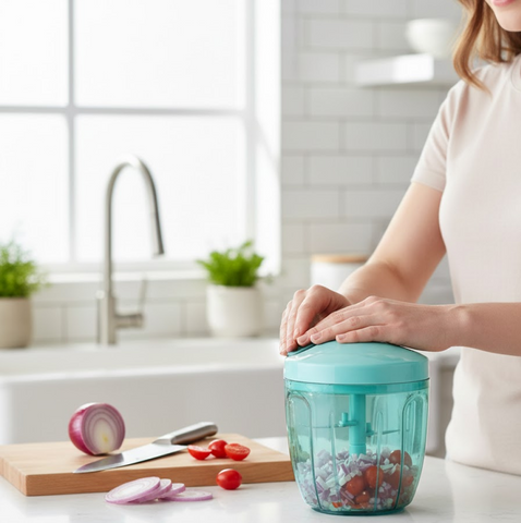 Manual Pull Cord Vegetable Chopper & Slicer – 750ML