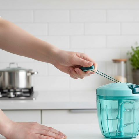 Manual Pull Cord Vegetable Chopper & Slicer – 750ML