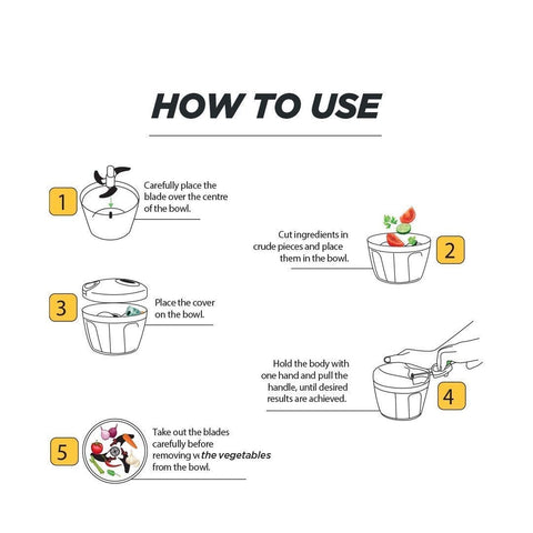 Manual Pull Cord Vegetable Chopper & Slicer – 750ML
