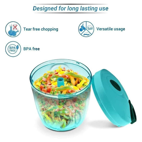 Manual Pull Cord Vegetable Chopper & Slicer – 750ML